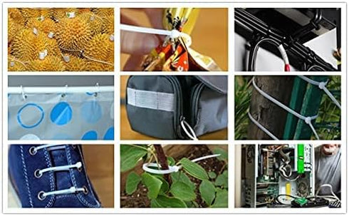 1000 Pcs White Zip Ties Recoverable Reusable Small Clear Self locking Nylon Cable Ties Fasten Thin Wraps Wire Ties for Home Office Workshop(3x100m...