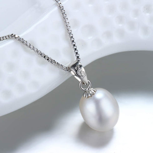 Genuine Pearl Jewelry Set Pearl Pendant Necklace &Pearl Earrings Set Zircon Dangle Drop Earrings S925 Sterling sliver Wedding Gift...