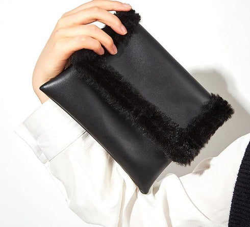 Envelope Clutch Bag, Elegant Party Handbag for Women, Faux Leather Evening Bag, Black...