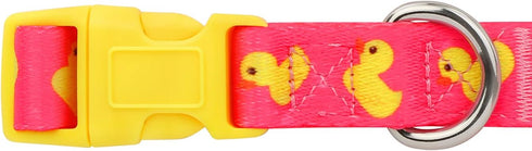 HDE Nylon Dog Collar Adjustable Soft Puppy Collars for Small Medium Large Dogs Ducks Pink - L...