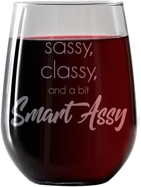 IT'S A SKIN Funny Stemless Wine Glass 17oz with Funny Saying for Women. For the Sassy Classy and Smart Assy woman and best friend. Includes a Comp...