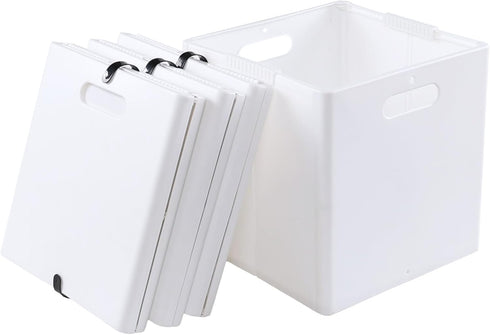 4-Pack Collapsible Plastic Storage Cube Bins, White Foldable Cube Storage Bins...