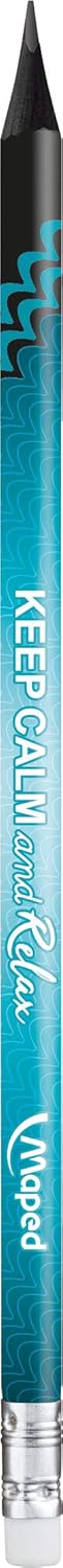 Maped 852000 - Egonomic Three-Sided Pencils Black'Peps Energy with Eraser Head - HB Medium - x6 Pens, Pack of 6...