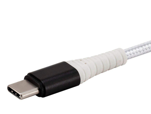 Monoprice Durable USB 2.0 Type-C to Type-A Cable - Charge and Sync, Kevlar-Reinforced Nylon-Braided Jacket, 6 Feet, White - AtlasFlex Series...