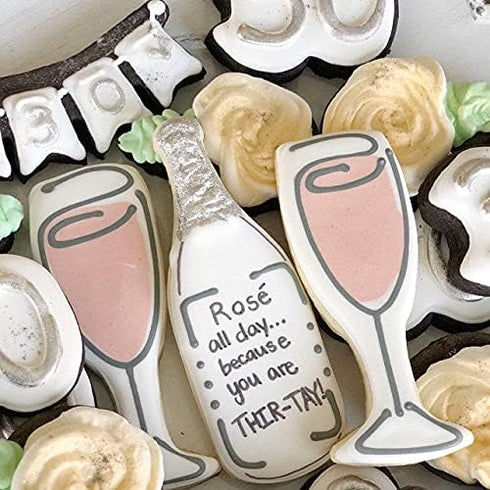 Celebration Cookie Cutter Set-7 Piece-Cake, Heart, Cupcake, Champagne, Wine Bottle, Plaque Cookie Cutter Mold for Birthday Wedding Anniversay Brid...