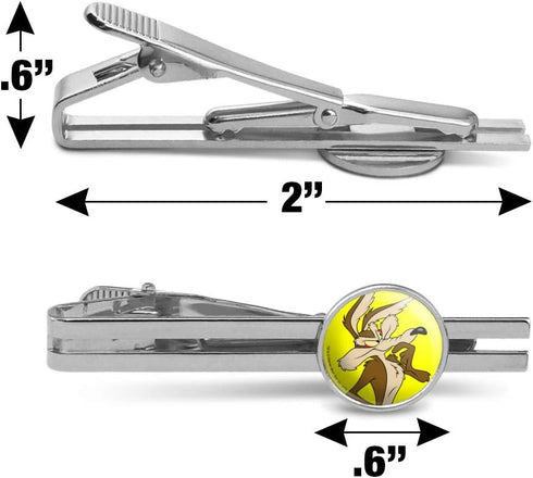 Looney Tunes Wile E Coyote Round Tie Bar Clip Clasp Tack Silver Color Plated...