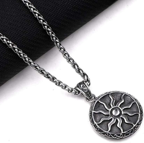 Jewelry Men Women 316L Stainless Steel Sun Pendant Necklace Punk Retro Vintage Style Amulet 22" Chain...