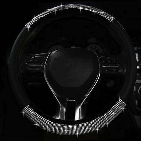 Diamond Car Steering Wheel Cover, Bling Crystal Rhinestone Car Steering Wheel Cover Universal, 15 Inch Anti-Slip Wheel Protector for Women or Men,...