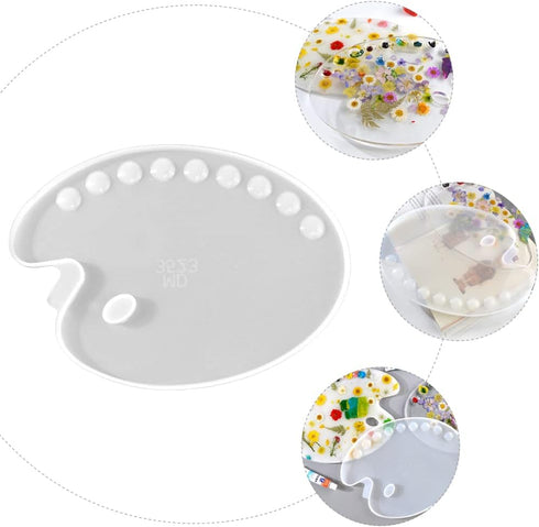 Healifty 1pc Silicone Artist Paint Palette Mold Color Palette Shaped Pattern Paint Tray Resin Mold DIY Handmade Drawing Palette Mold Making Mold f...