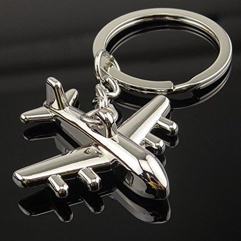 Polished Silver Aircraft Airplane Model Metal Keychain Key Chain Ring Keyfob Keyring(Airplane)...