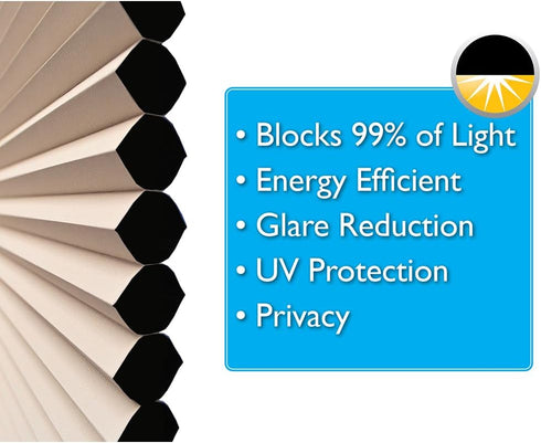 Redi Shade No Tools Easy Lift Trim-at-Home Cordless Cellular Blackout Fabric Shade Natural, 30" W x 64" L, (Fits windows 19"- 30")...
