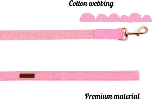 Elegant little tail Pink Dog Collar and Leash, Durable Pet Collar, Leather Dog Collar Adjustable Girl Dog Collars for X-Small Dogs...