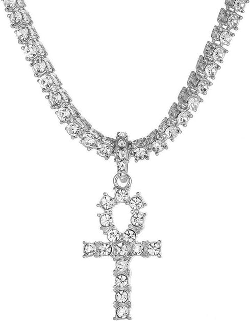 putouzip 18K Gold Iced Out Cross Pendant 316L Stainless Steel Cuban Link Chain Necklace For Men Women...
