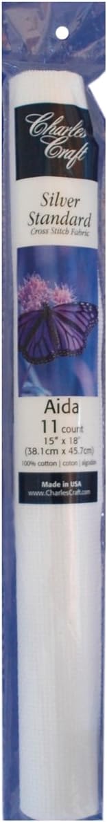 DMC Charles Craft Silver Label Aida 11 Count 15"X18" Soft Tube, White...