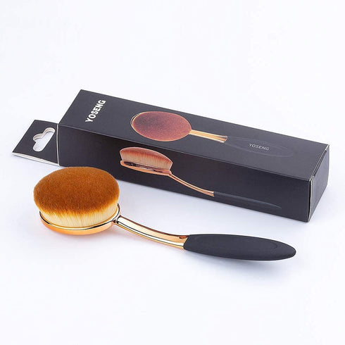 Large Rose Gold Foundation contour Round Toothbrush Oval Makeup Brushes 4pcs...
