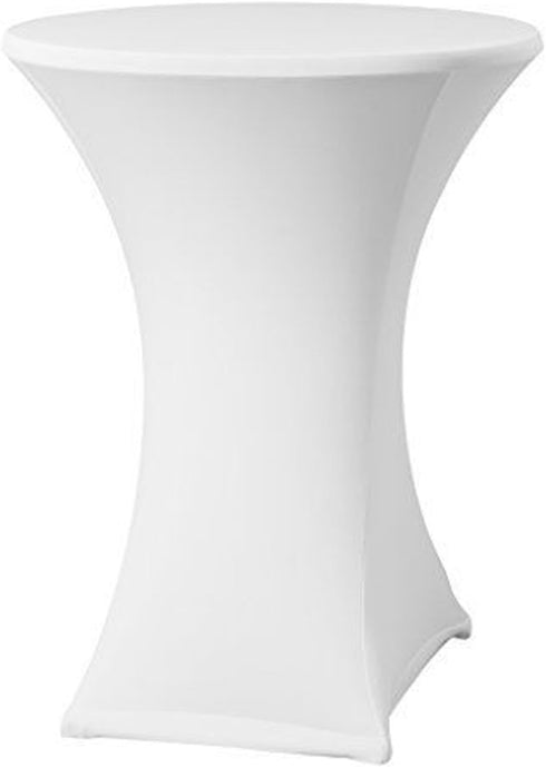 Tina's 24x43 Inch Highboy Spandex Cocktail Table Cover - White Fitted Stretch Tablecloth for Round Tables...