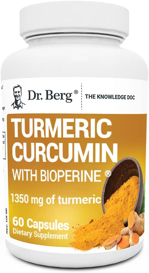 Dr. Berg (Only 2 Per Day) Turmeric Supplement with Black Pepper (BioPerine) - 1350 mg Turmeric Curcumin Supplement with 95% Curcuminoids – Turmeri...