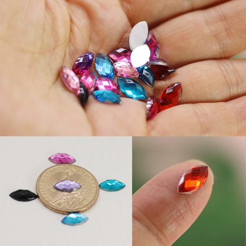 PAMIR TONG 1320pcs 6*12mm Horse Eye Shape Craft Gems Jewels Acrylic Flatback Rhinestones Gemstone with Tweezers Glue Picking pen for Bead Adhesive...