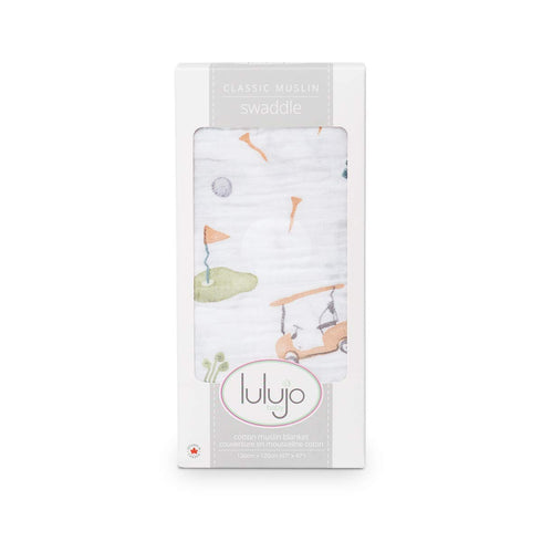 Lulujo Baby Cotton Muslin Swaddle Blanket, 47 x 47-Inch, Golf...