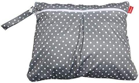 Damero 2pcs Wet and Dry Bag, Travel Wet Dry Bag with Handle for Cloth Diaper, Pumping Parts, Clothes, Swimsuit and More, Gray Dots...