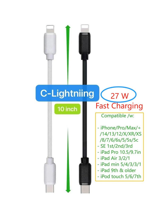 10-Pack Multi Short USB Cables & TypeC-C Cables for Charging Stations Compatible/w iPhone15, iPhone5-14/ iPads/iPad Mini/iPad Pros/Samsung Moblies...