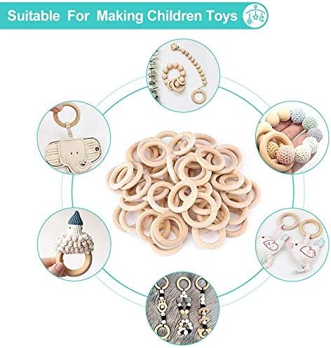 100 Pcs 5 Sizes Natural Wood Rings for Crafts, Unfinished Smooth Wooden Ring for Macrame, Wood Circles for Craft, DIY Ring Pendant and Connectors ...