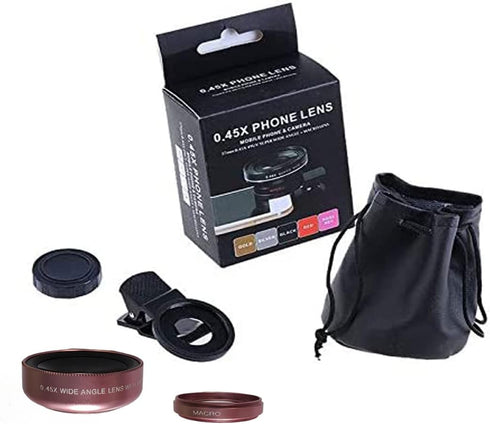 Fish Eye Lens iPhone Phone Camera Lens Kit Wide Angle Macro for iPhone 14 13 12 11 X XS Xr Se 8 pro max Mini Samsung Most Phones with PU Bag (Rose...