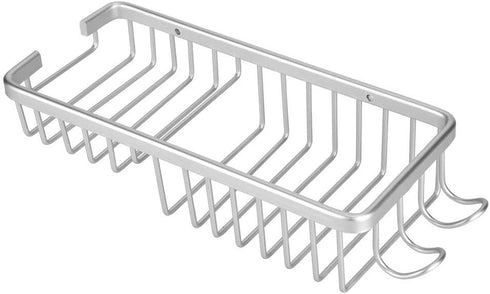 Mumusuki Aluminum Alloy Wall Mounted Storage Shelf Rack with Hooks for Hanging Sponge and Razor, Bathroom Shower Organizer Caddy for Bathroom,Toil...