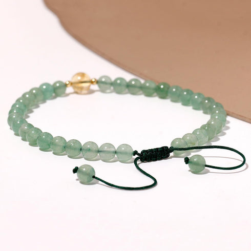 Green Aventurine/Citrine Beaded Anklet Bringing Good Luck and Wealth Handmade Ankle Bracelets for Women Adjustable (8.5-10in)...