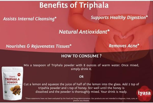 Organic Triphala Powder,Ayurveda Superfood,Natural Body Detox,Bowel Cleanser,Herbal Laxative,4 Ounce 113 Gram...
