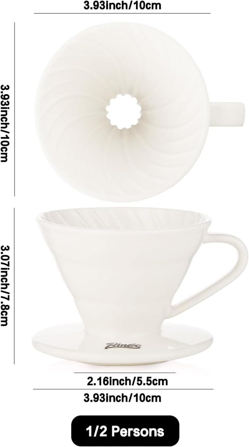 Bincoo Pour Over Coffee Dripper-V60 Ceramic Coffee Dripper Pour Over Cone Coffee Maker Size 01,Portable Coffee Maker For for Home, Cafe, Restauran...