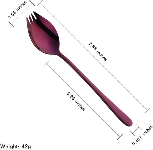 Buyer Star Sporks 6-pack 18/8 Stainless Steel Sporks for Everyday Household Use, 7.6-Inch / 1.6-Ounce/Ice Cream Spoon & Salad Forks, Fruit Appetiz...