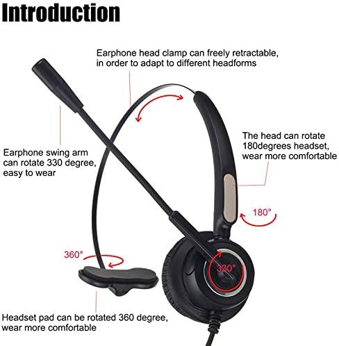 TRIPRO 4 Pin RJ9 Telephone Headset for Landline Desk Phones (H510-RJ)...