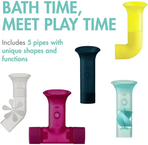 Boon Pipes Toddler Bath Toys - Bathtub Building Toys with Suction Cups - Toddler Sensory Toys and Bathtub Essentials - Multicolored - 5 Count - Ki...