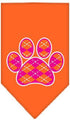 Mirage Pet Products Argyle Paw Pink Screen Print Bandana for Pets, Small, Orange...