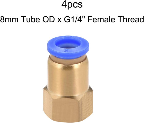 uxcell Push to Connect Tube Fitting Adapter 8mm Tube OD x G1/4 Female Straight Pneumatic Connecter Connect Pipe Fitting 4pcs...