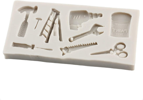 Hand Tools Silicone Molds Mini Construction Tools Chocolate Fondant Molds For Cake Decorating Cupcake Topper Candy Gum Paste Polymer Clay Set Of 4...