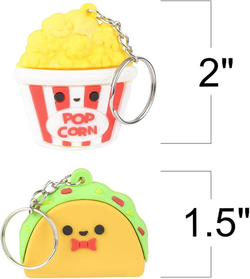 ArtCreativity Fast Food Keychains For Kids, Set of 6, Includes Soda, Pizza, Taco, Sandwich, Popcorn And French Fries, Cool Keychain Accessories, K...