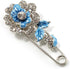 Silver Tone Crystal Rose Safety Pin Brooch (Blue)...