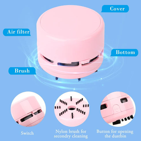 FineInno Mini Crumb Vacuum Cleaner Portable Desktop Sweeper Handheld Cordless Multifunction Cleaning for Home,Office,Cars,Pet Hairs (no Battery In...