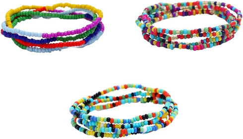 tenghong2021 3 Piece Waist Beads Chains Set Colorful Summer African Belly Chain Elastic Waist Beads for Weight Loss Body Chains Bikini Beads Jewel...
