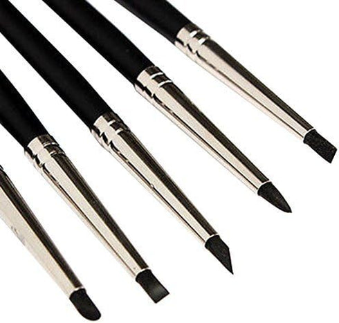 COMIART Artist Sculptural Supplies Tools Set,5pcs Size 0 Silicone Color Shaper Painting Brushes +1pcs Professional Detail Needle +1pcs Feather Wir...