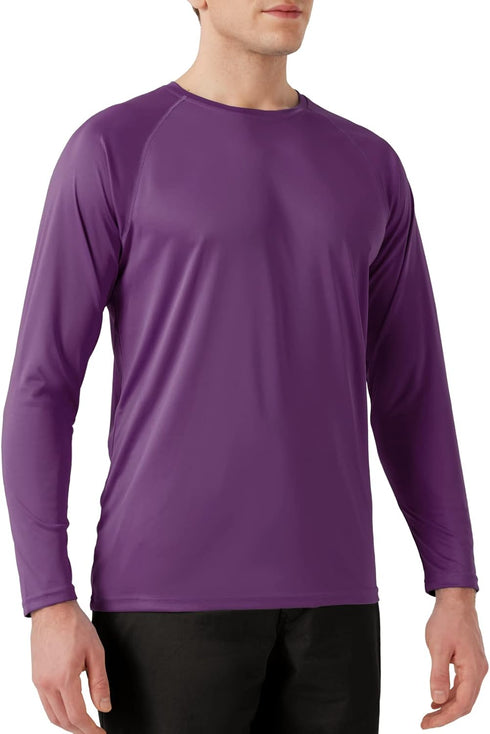 Men's UPF 50+ Rash Guard Swim Shirt Long Sleeve Moisture Wicking Quick Dry Lightweight Wrinkle-resistant Fishing Running, Berry Conserve, Small...