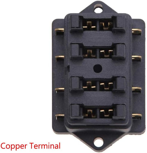 ESUPPORT Car Truck 4 Way Circuit Standard ATO Blade Fuse Box Block Holder 12V 24V...