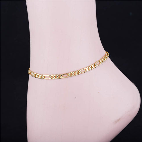 Gold Anklet Bracelets for Women Men 14K White Gold Plated Cuban Link Herringbone Paperclip Figaro Chain Ankle Bracelets for Women...