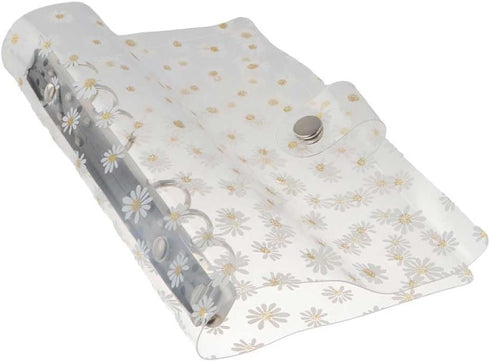 A6 PVC Binder Cover,Clear Daisy A6 Binder Cover Refillable Notebook Binder,Notebook Loose Leaf Binder with Snap Button,for Travel, Office Supplies...