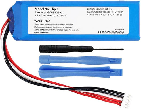 3000mAh GSP872693 Battery Replacement Compatible with JBL Flip 3 Splashproof Portable Bluetooth Speaker with Installation Tools...