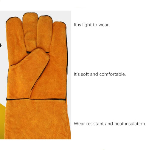 Yellow Leather Welding Gloves, 33cm/13inch...
