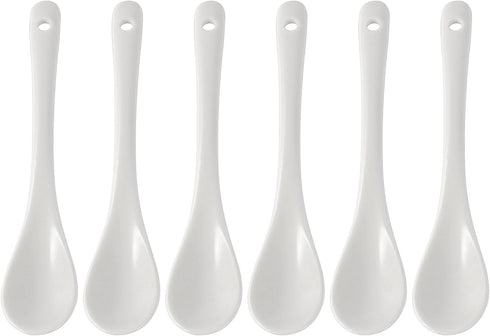 Set of 6 Premium White Porcelain Coffee Spoons for Espresso, Tea, Sauces, and Desserts...