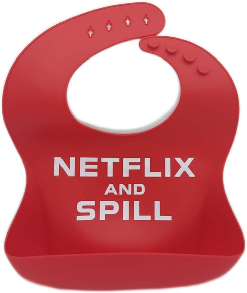 Silicone Baby Bib for Girls Boys. Netflix and Spill. Netflix and Chill. Adjustable & Waterproof. BPA Free Soft Silicone Bibs for Babies & Toddlers...